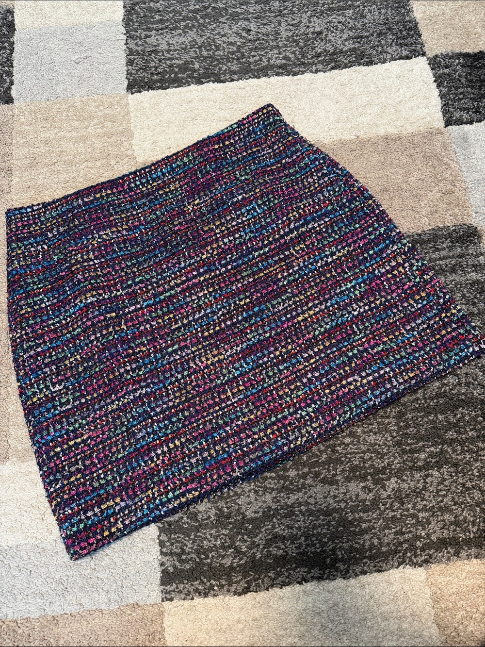 LOFT skirt, navy / multicolor tweed, size 14 EUC!